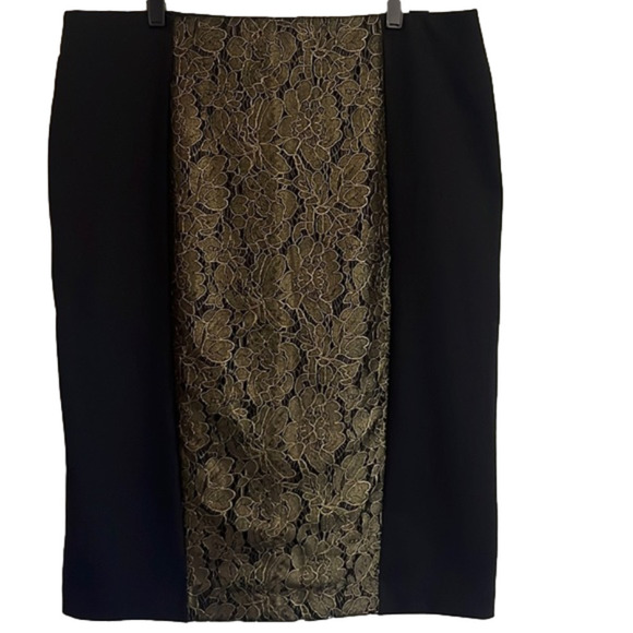 𝅺7TH Ave Design Studio Black Skirt with Gold Lace Size XL - Picture 1 of 10